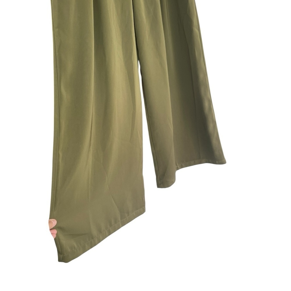 Tronjori Women's Small Green Wide Flare Leg Dress Pants High Waist Palazzo Pants - Picture 8 of 13